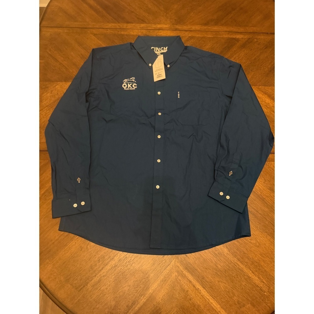 Cinch Modern Fit Mens XXL Blue Button Down Shirt OKC Fair Park MTW1347021 NWT